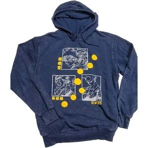 Vintage DragonBall Z Graphic Print Long-Sleeve Navy Pullover Hoodie Men's 2XL